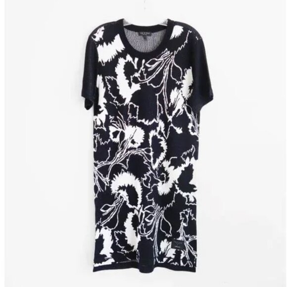 rag & bone Dresses & Skirts - rag & bone Liberty Black White Knit Flower Print Short Sleeve Shift Dress Small